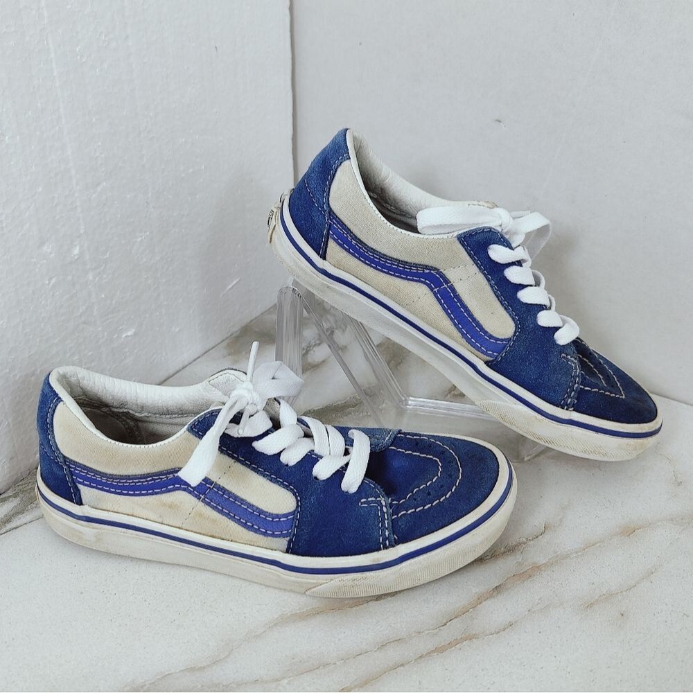 Vans Kids Sk8-Low Preschool Lifestyle Sneakers Skate Shoes Blue White, 2.5